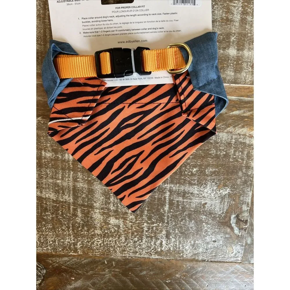 Dog Bandana &‎ Collar set- Ellen Degeneres Tiger stripe bandana  set size Medium